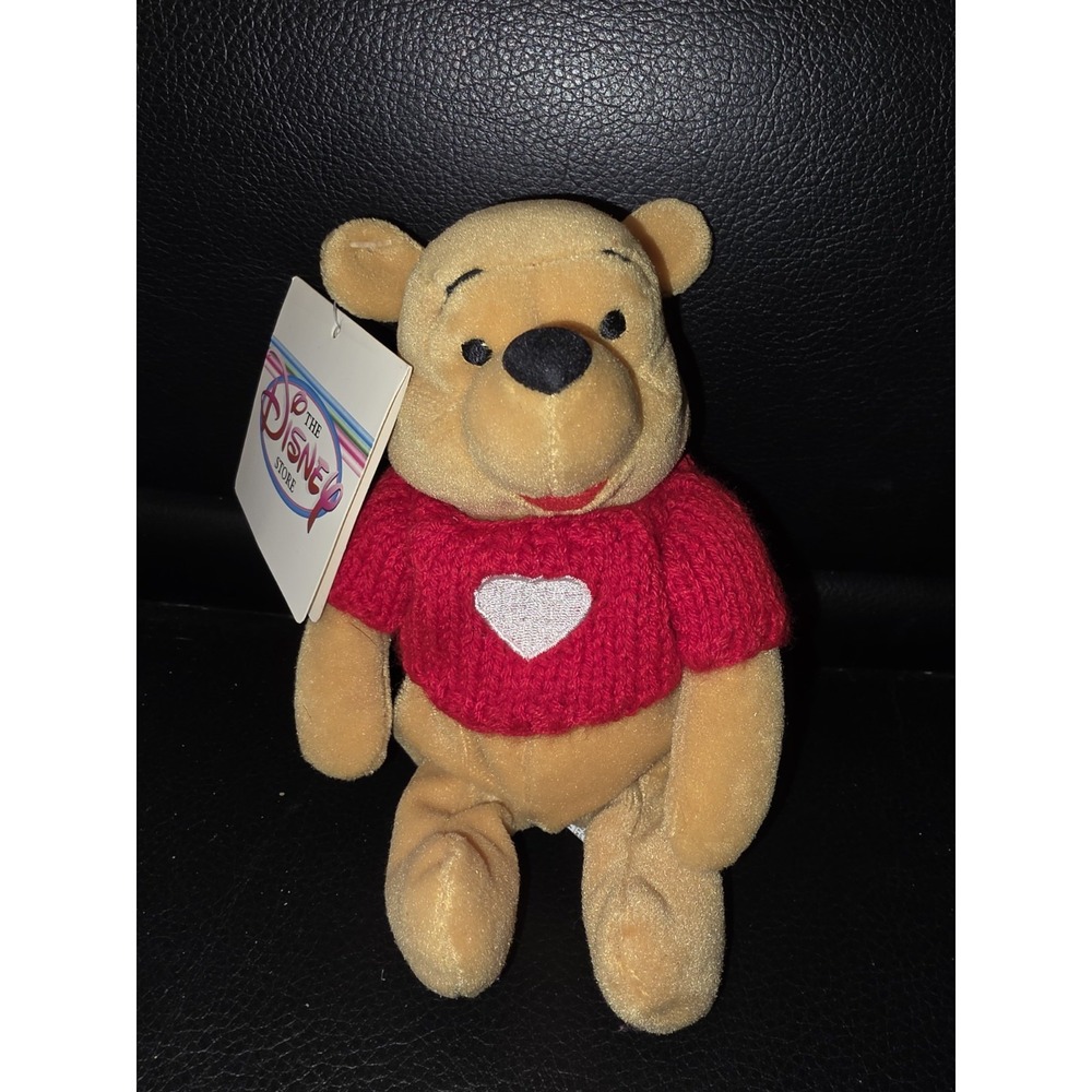 Winnie the Pooh Valentine Heart Sweater Disney Plush Bean Bag 8" NWT